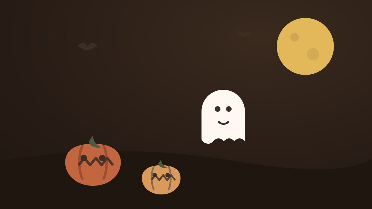 Illustration d'Halloween : citrouilles, fantôme et lune en argile