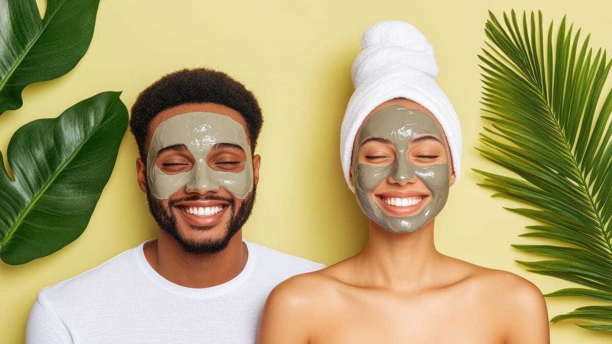 Masque à l'argile verte appliqué sur le visage