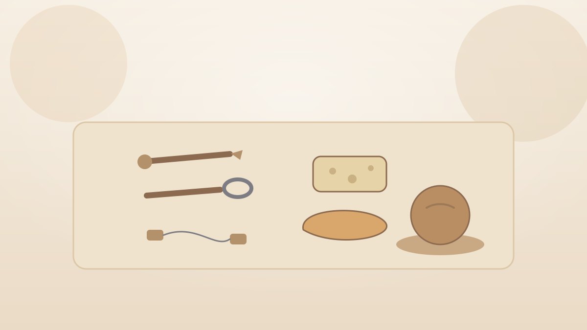 Illustration d'outils de modelage de l'argile disposés sur un plan de travail